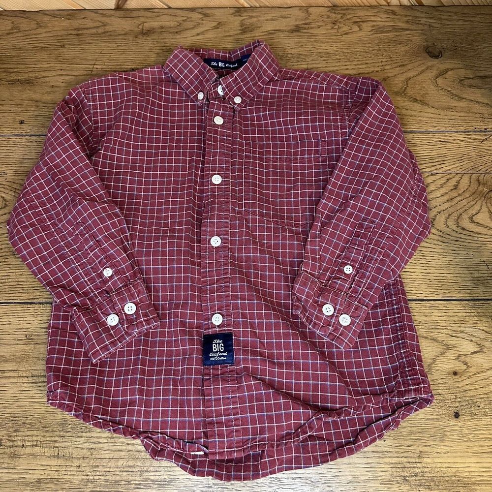 Vintage Kids Gap The Big Oxford Boys XS Button Up Christmas Plaid‎ 100% Cotton